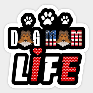 Sheltie Mom Life Patriotic America 4Th Of July Sticker